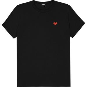 imageDALIX Pixel Heart Embroidered Lightweight Relaxed Jersey Tee Summer Cute Love WomensBlack