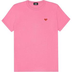imageDALIX Pixel Heart Embroidered Lightweight Relaxed Jersey Tee Summer Cute Love WomensCharity Pink