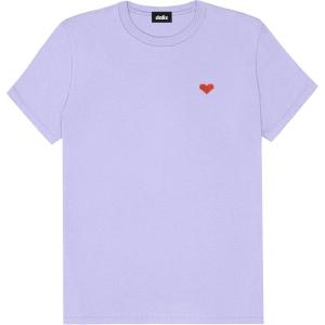 imageDALIX Pixel Heart Embroidered Lightweight Relaxed Jersey Tee Summer Cute Love WomensDark Lavender