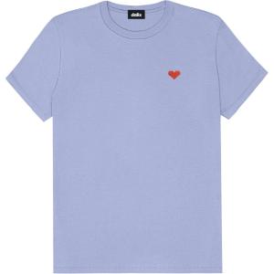 imageDALIX Pixel Heart Embroidered Lightweight Relaxed Jersey Tee Summer Cute Love WomensLavender Blue