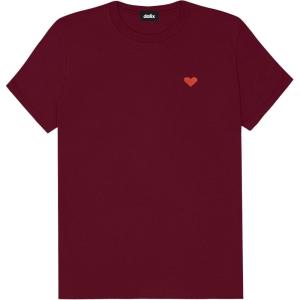 imageDALIX Pixel Heart Embroidered Lightweight Relaxed Jersey Tee Summer Cute Love WomensMaroon
