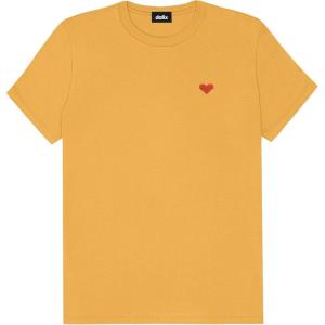 imageDALIX Pixel Heart Embroidered Lightweight Relaxed Jersey Tee Summer Cute Love WomensMustard