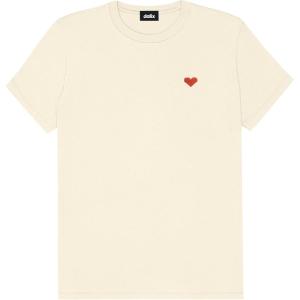 imageDALIX Pixel Heart Embroidered Lightweight Relaxed Jersey Tee Summer Cute Love WomensNatural