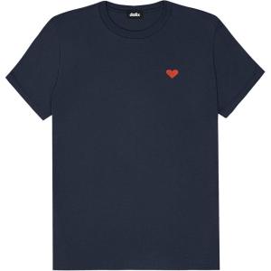 imageDALIX Pixel Heart Embroidered Lightweight Relaxed Jersey Tee Summer Cute Love WomensNavy Blue