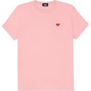 imageDALIX Pixel Heart Embroidered Lightweight Relaxed Jersey Tee Summer Cute Love WomensPink