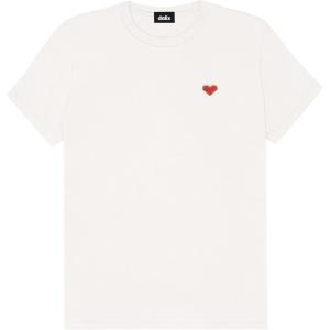 imageDALIX Pixel Heart Embroidered Lightweight Relaxed Jersey Tee Summer Cute Love WomensVintage White