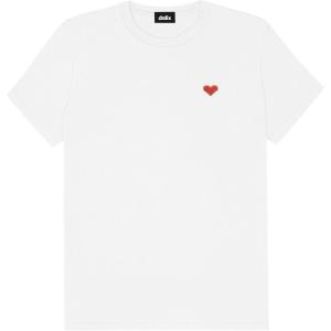 imageDALIX Pixel Heart Embroidered Lightweight Relaxed Jersey Tee Summer Cute Love WomensWhite