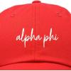 imageDALIX Alpha Phi Cursive Hat Womens Embroidered Baseball CapRed