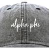imageDALIX Alpha Phi Cursive Hat Womens Embroidered Baseball CapWashed Black