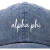 imageDALIX Alpha Phi Cursive Hat Womens Embroidered Baseball CapWashed Navy Blue