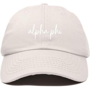 imageDALIX Alpha Phi Cursive Hat Womens Embroidered Baseball CapBeige