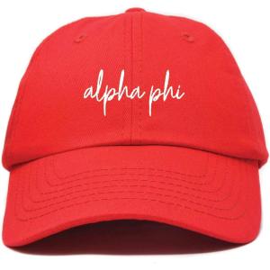 imageDALIX Alpha Phi Cursive Hat Womens Embroidered Baseball CapRed