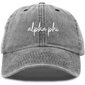 imageDALIX Alpha Phi Cursive Hat Womens Embroidered Baseball CapWashed Black