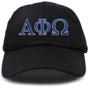 imageDALIX Alpha Phi Omega Greek Letters Ball Cap Embroidered HatBlack