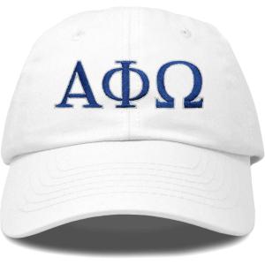 imageDALIX Alpha Phi Omega Greek Letters Ball Cap Embroidered HatWhite