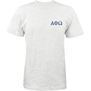 imageDALIX Alpha Phi Omega Greek Letters TShirt Mens Embroidered Fraternity ShirtAsh Gray