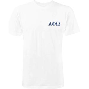 imageDALIX Alpha Phi Omega Greek Letters TShirt Mens Embroidered Fraternity ShirtWhite