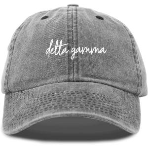 imageDALIX Delta Gamma Cursive Fraternity Hat Womens Embroidered CapWashed Black