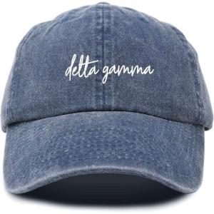 imageDALIX Delta Gamma Cursive Fraternity Hat Womens Embroidered CapWashed Navy Blue