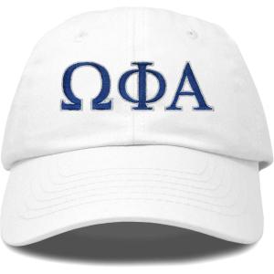 imageDALIX Omega Phi Alpha Greek Letters Hat Womens Embroidered Baseball CapWhite
