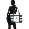 imageDALIX Premium Beach Bags Striped Navy Blue Zippered Tote Bag Monogrammed A  ZB