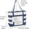 imageDALIX Premium Beach Bags Striped Navy Blue Zippered Tote Bag Monogrammed A  ZP