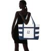 imageDALIX Premium Beach Bags Striped Navy Blue Zippered Tote Bag Monogrammed A  ZU