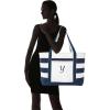 imageDALIX Premium Beach Bags Striped Navy Blue Zippered Tote Bag Monogrammed A  ZY