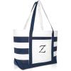 imageDALIX Premium Beach Bags Striped Navy Blue Zippered Tote Bag Monogrammed A  ZZ