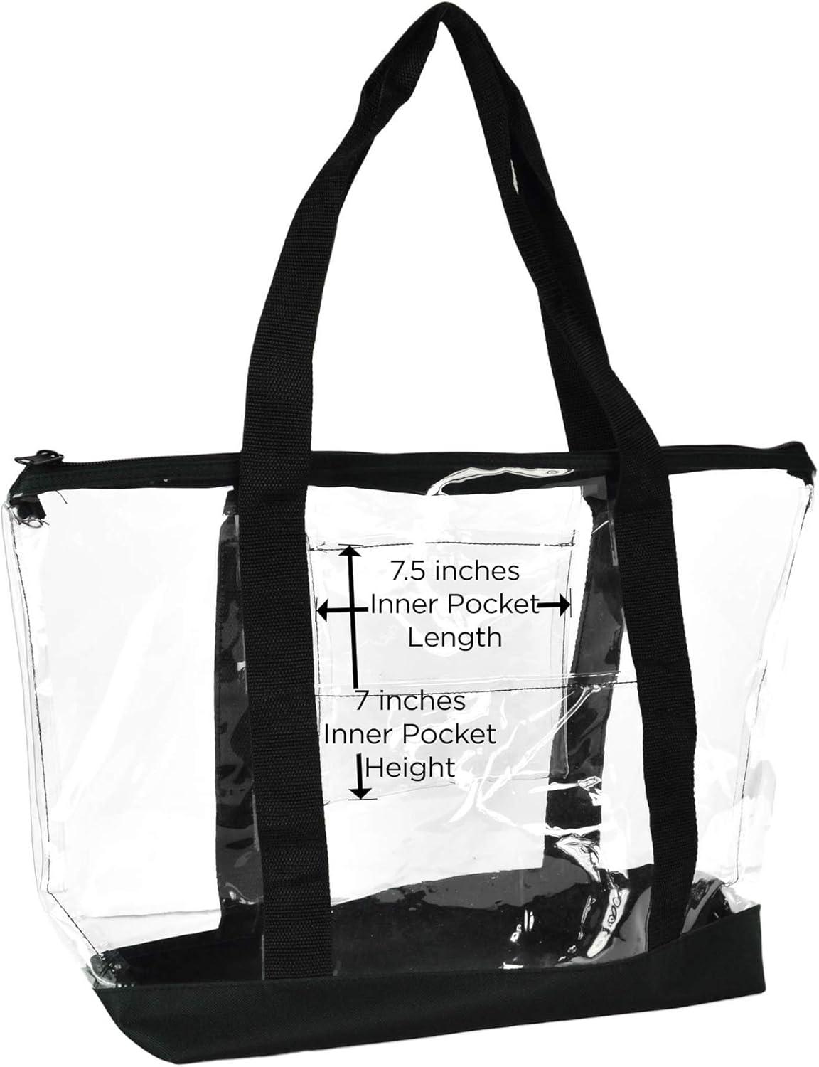 imageDALIX Clear Shopping Bag Security Work Tote Shoulder Bag Womens HandbagBlack