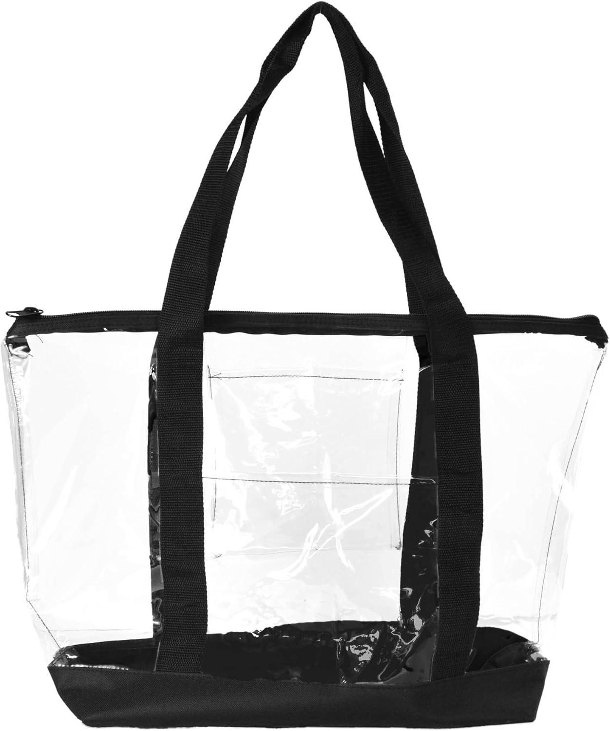 imageDALIX Clear Shopping Bag Security Work Tote Shoulder Bag Womens HandbagBlack