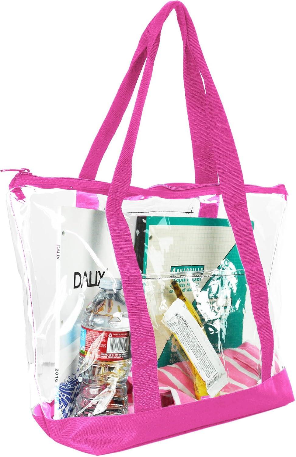 imageDALIX Clear Shopping Bag Security Work Tote Shoulder Bag Womens HandbagHot Pink