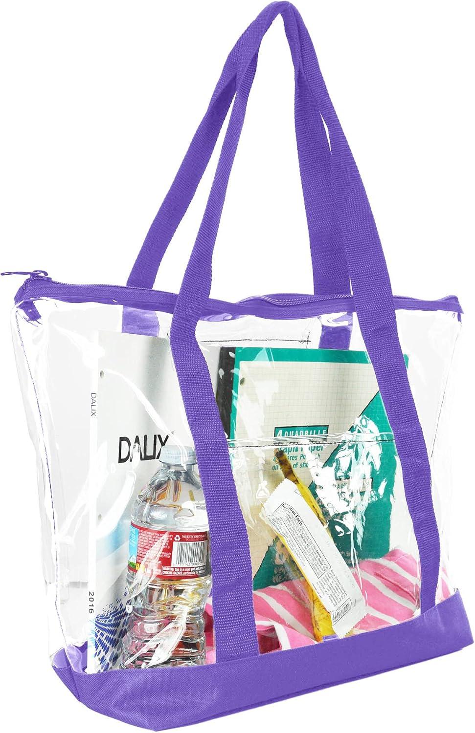 imageDALIX Clear Shopping Bag Security Work Tote Shoulder Bag Womens HandbagPurple