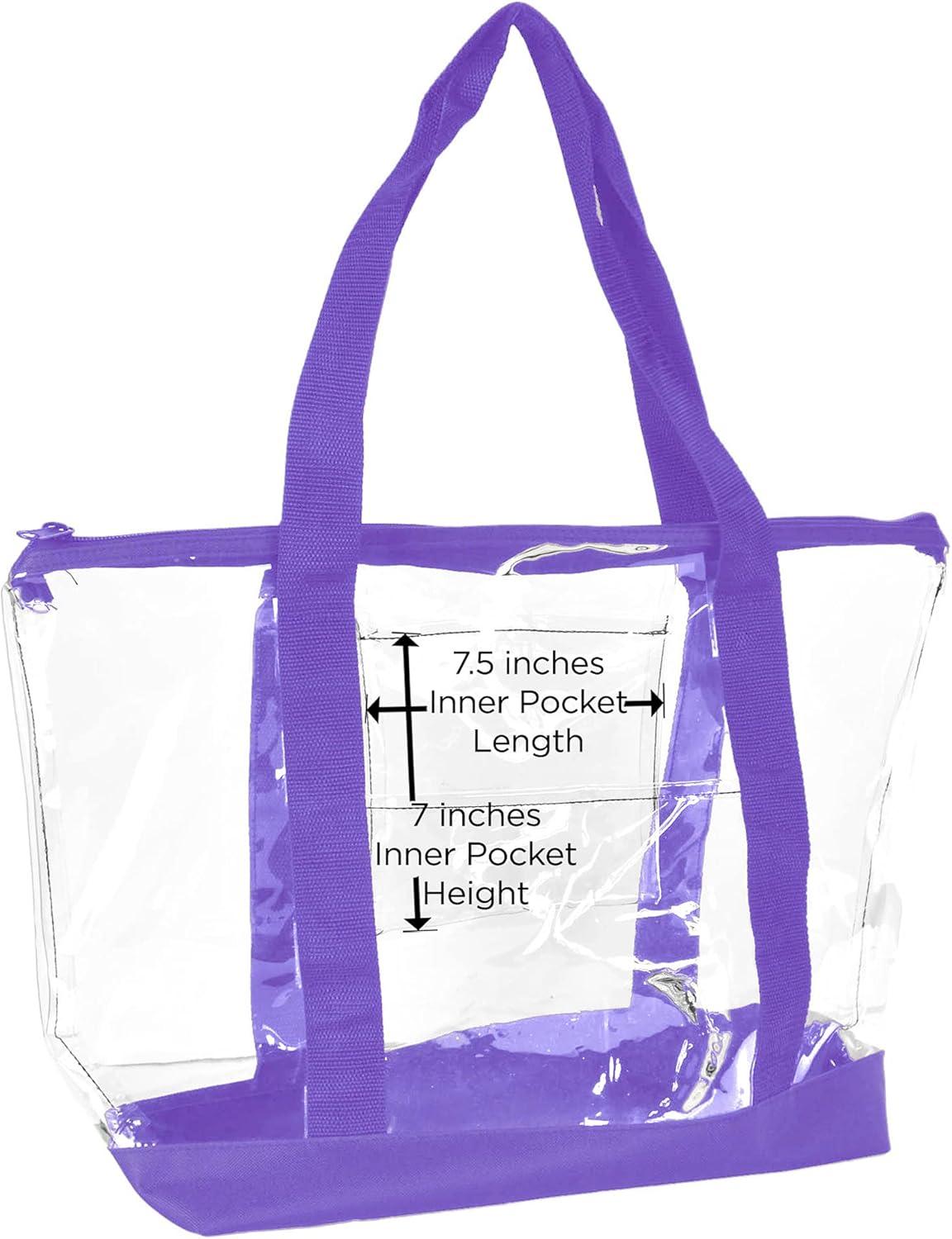 imageDALIX Clear Shopping Bag Security Work Tote Shoulder Bag Womens HandbagPurple
