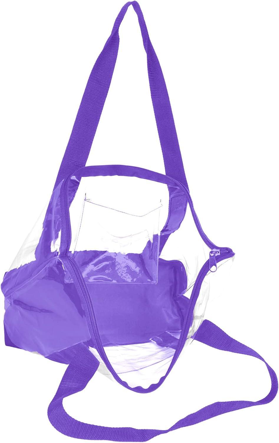 imageDALIX Clear Shopping Bag Security Work Tote Shoulder Bag Womens HandbagPurple