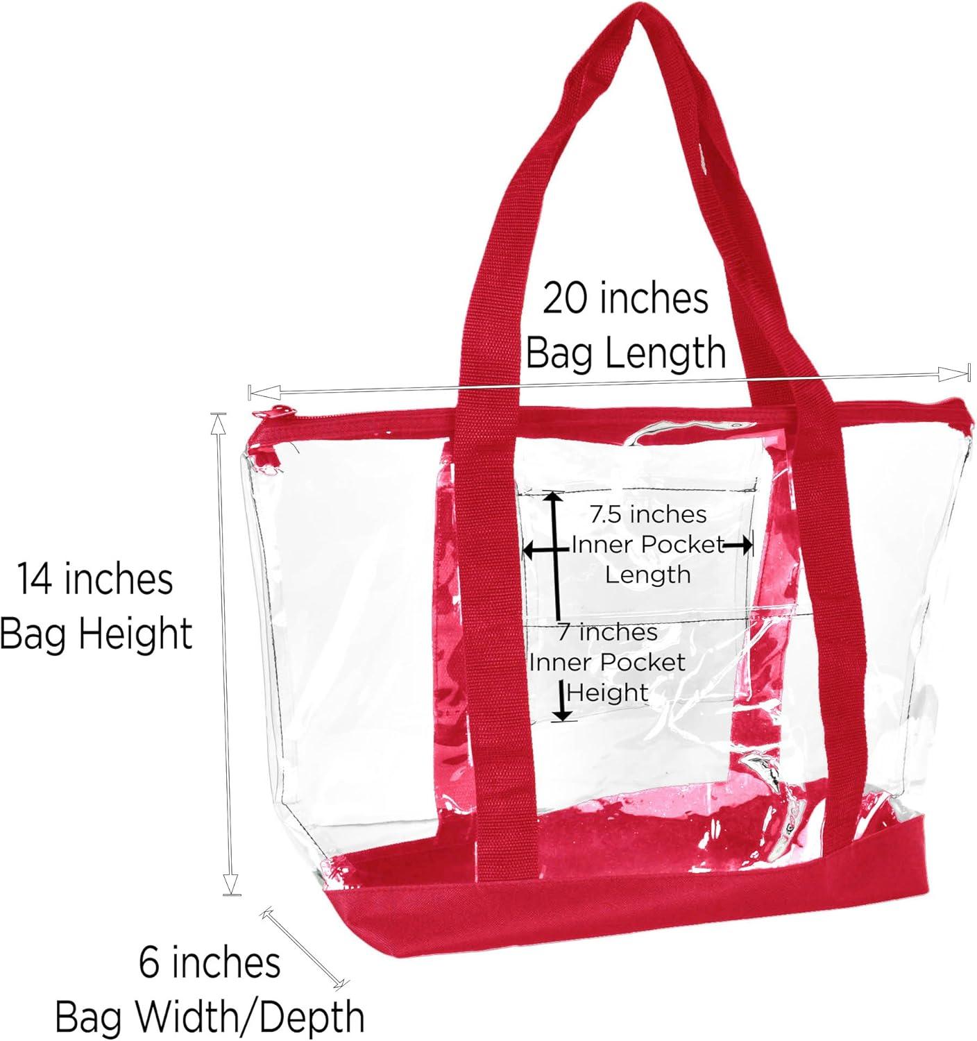 imageDALIX Clear Shopping Bag Security Work Tote Shoulder Bag Womens HandbagRed