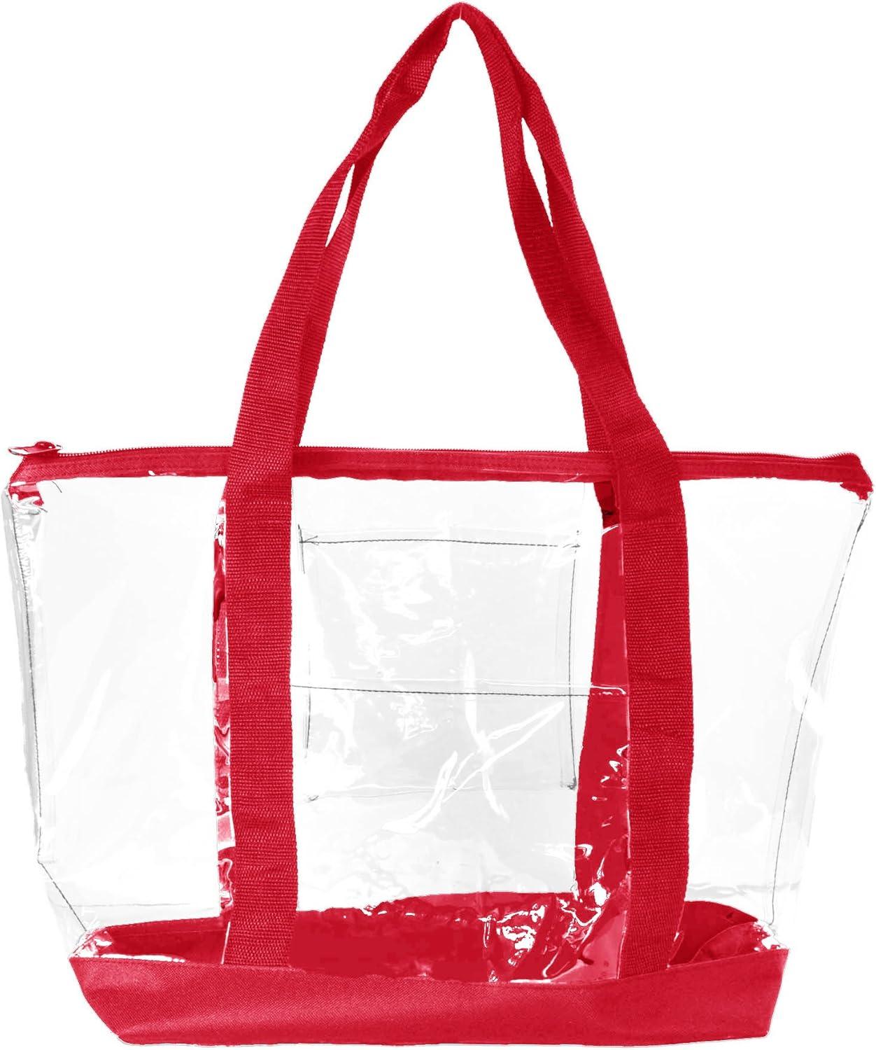 imageDALIX Clear Shopping Bag Security Work Tote Shoulder Bag Womens HandbagRed