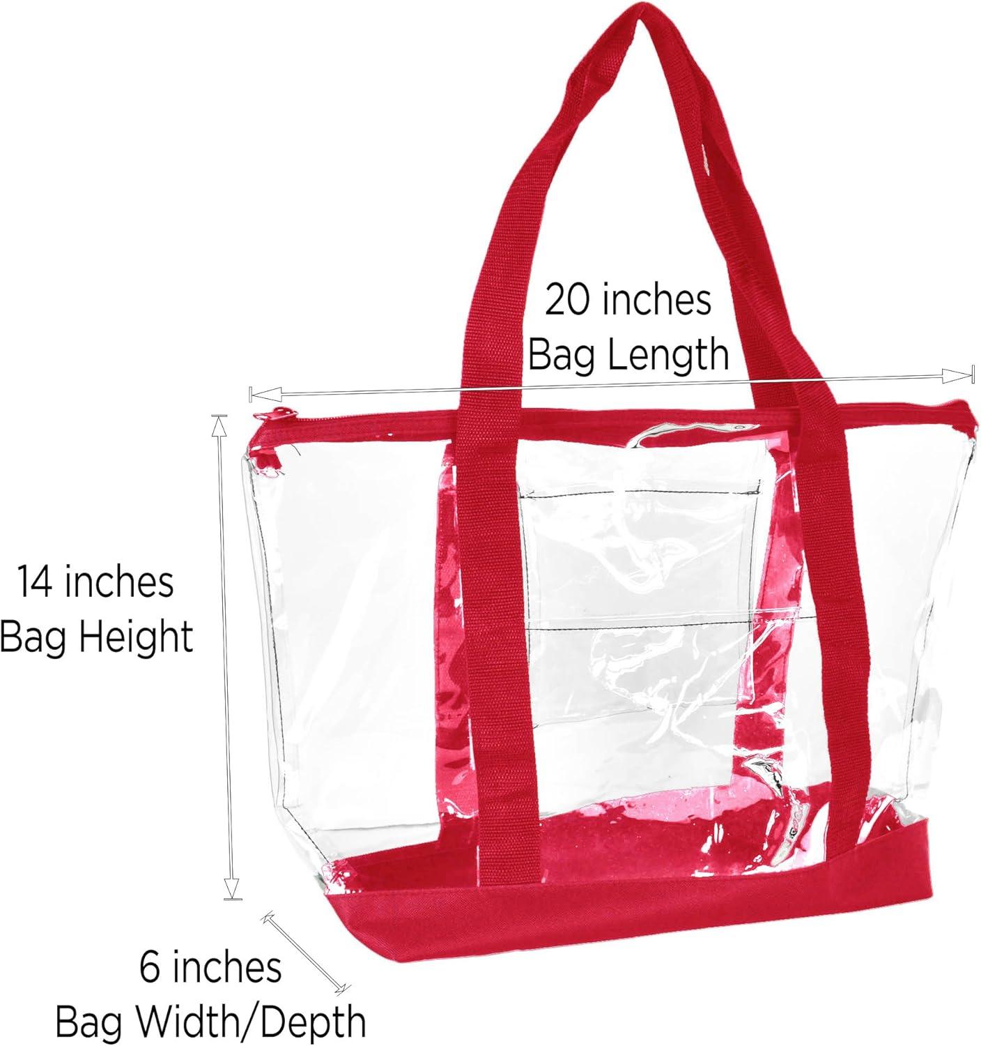 imageDALIX Clear Shopping Bag Security Work Tote Shoulder Bag Womens HandbagRed