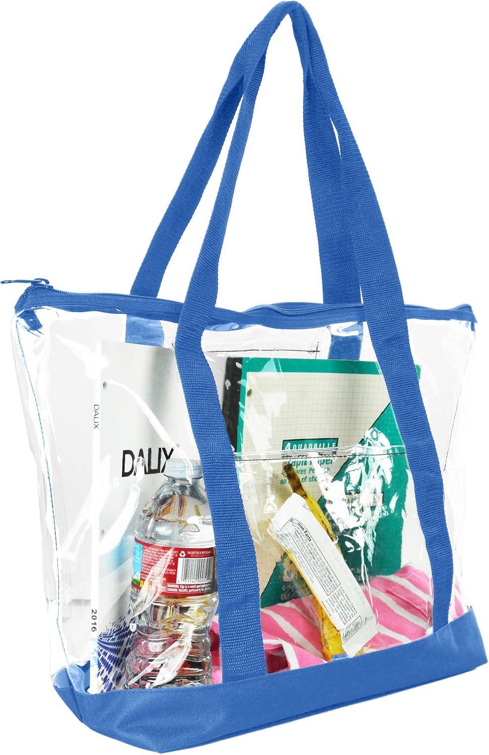 imageDALIX Clear Shopping Bag Security Work Tote Shoulder Bag Womens HandbagRoyal Blue