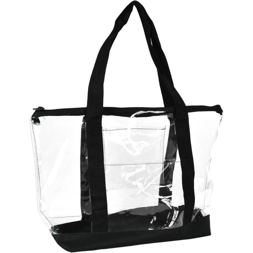 imageDALIX Clear Shopping Bag Security Work Tote Shoulder Bag Womens HandbagBlack