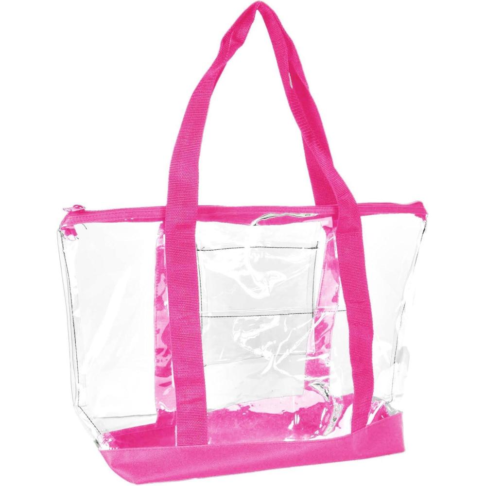 imageDALIX Clear Shopping Bag Security Work Tote Shoulder Bag Womens HandbagHot Pink