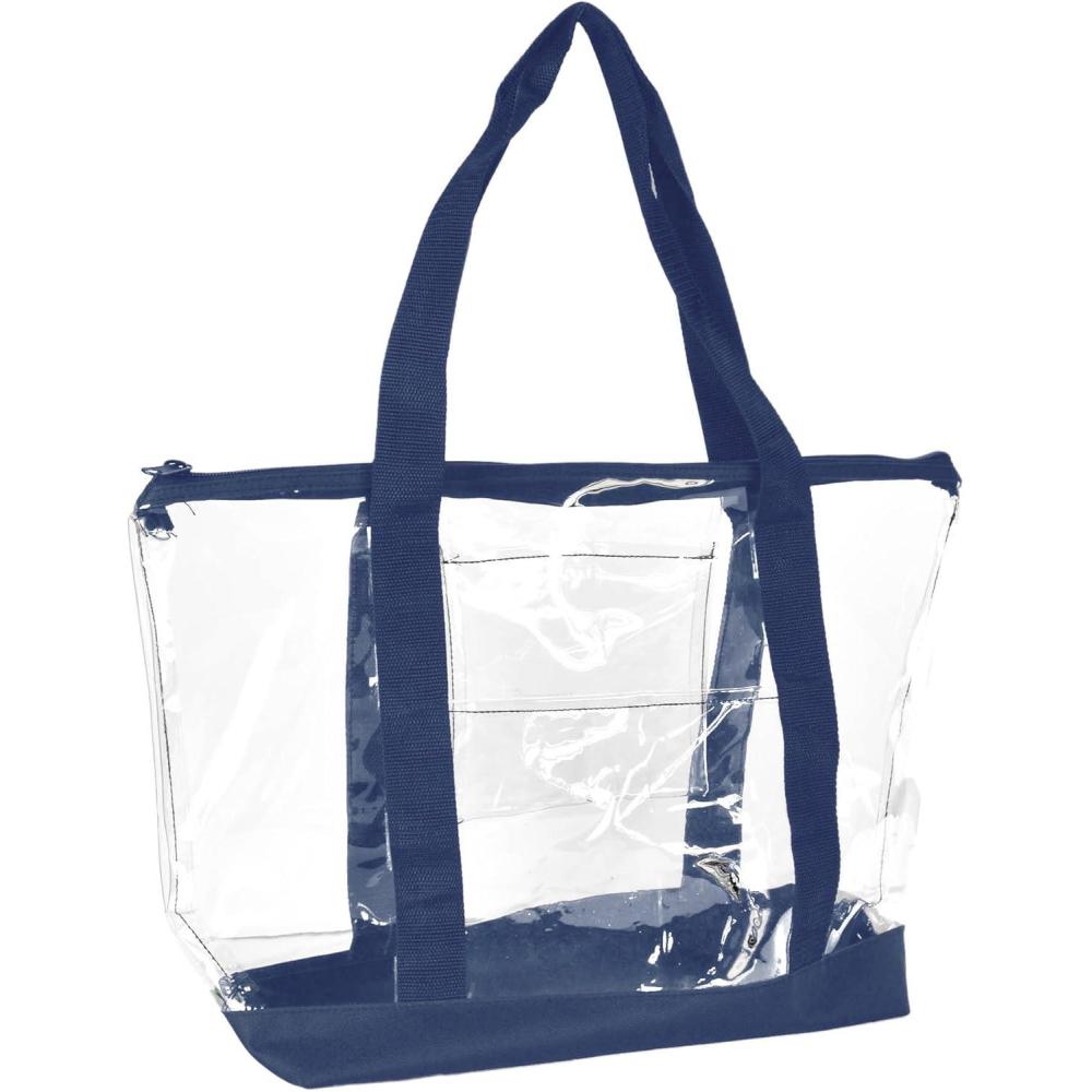 imageDALIX Clear Shopping Bag Security Work Tote Shoulder Bag Womens HandbagNavy Blue
