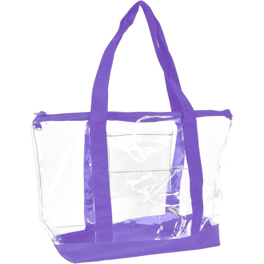 imageDALIX Clear Shopping Bag Security Work Tote Shoulder Bag Womens HandbagPurple