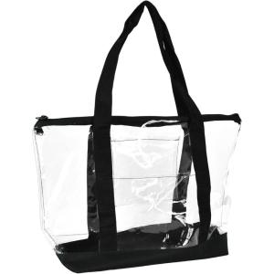 imageDALIX Clear Shopping Bag Security Work Tote Shoulder Bag Womens HandbagBlack
