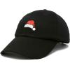 imageChristmas Santa Hat On A Cap Womens Embroidered BallcapBlack