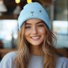 imageDALIX Coffee Martini Embroidered Beanie Food Warm Winter Knit Hat WomenBaby Blue
