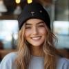 imageDALIX Coffee Martini Embroidered Beanie Food Warm Winter Knit Hat WomenBlack