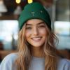 imageDALIX Coffee Martini Embroidered Beanie Food Warm Winter Knit Hat WomenGreen