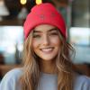 imageDALIX Coffee Martini Embroidered Beanie Food Warm Winter Knit Hat WomenNeon Pink