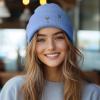 imageDALIX Coffee Martini Embroidered Beanie Food Warm Winter Knit Hat WomenPeriwinkle
